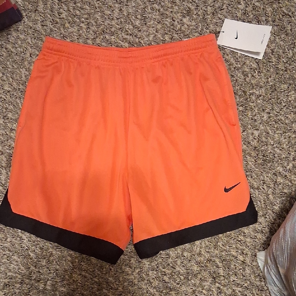 Nike Women's Bright Orange and Black Athletic Shorts